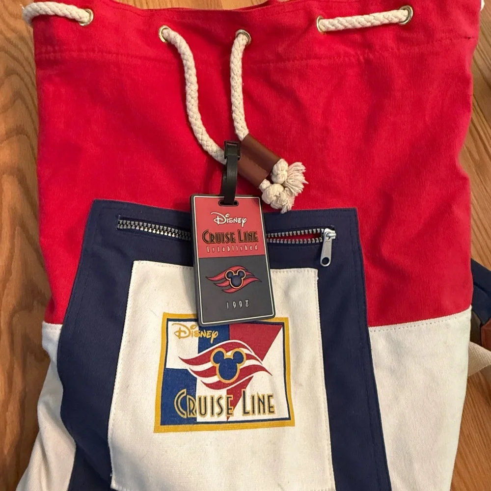 Disney Cruise Line Red, Blue, and White Duffle Bag